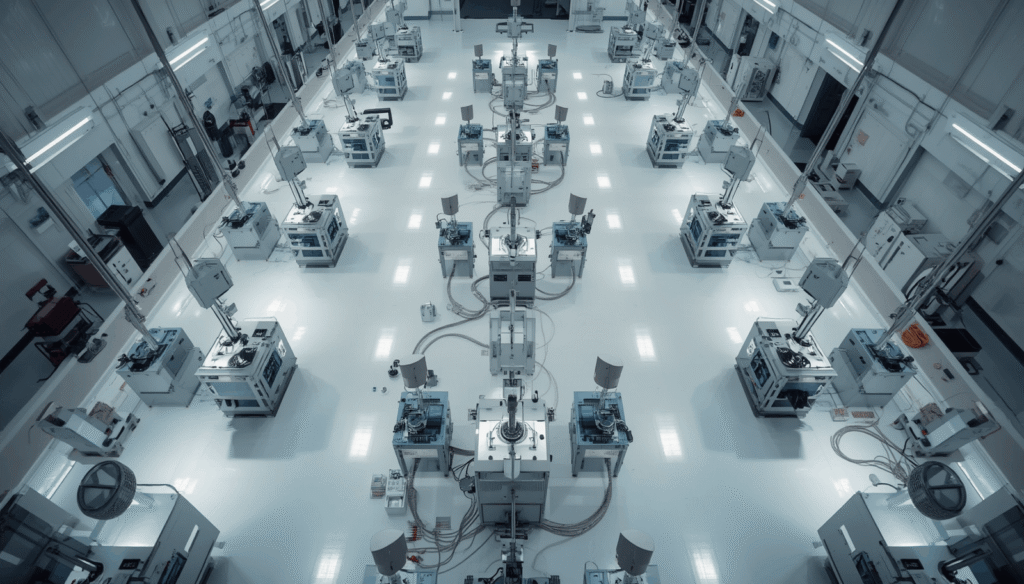 A wide angle view of a modern diamond cutting and polishing facility in India representing the lab grown diamonds wholesale in India supply chain