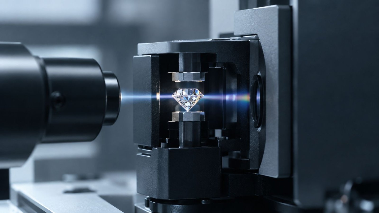 AI lab grown diamonds tested with spectroscopic equipment to verify growth origin