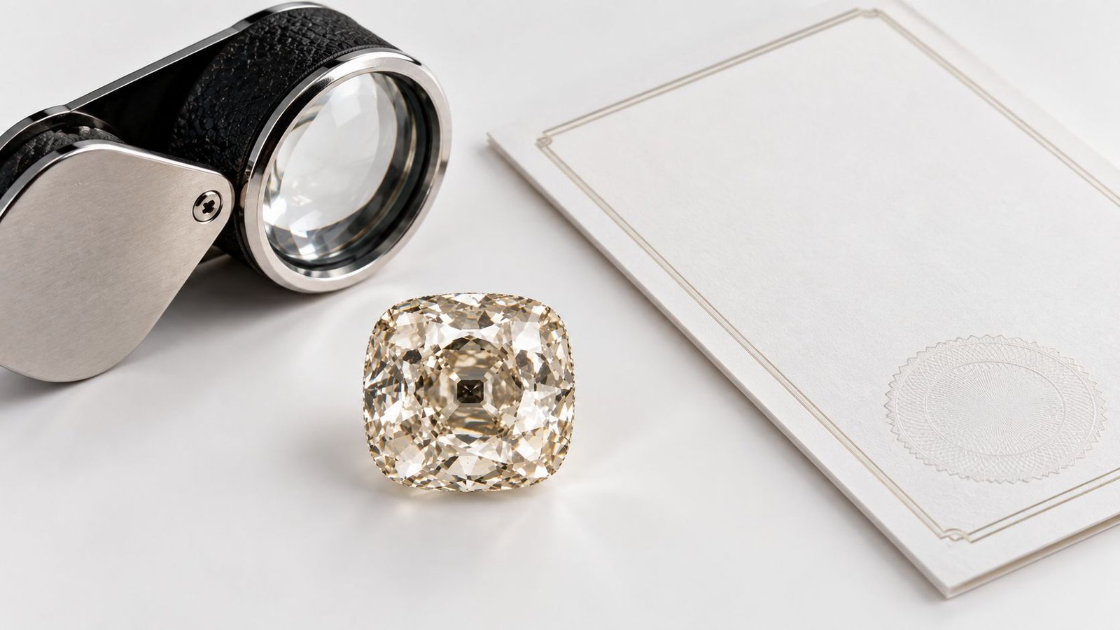Certification documentation for an antique cut diamond