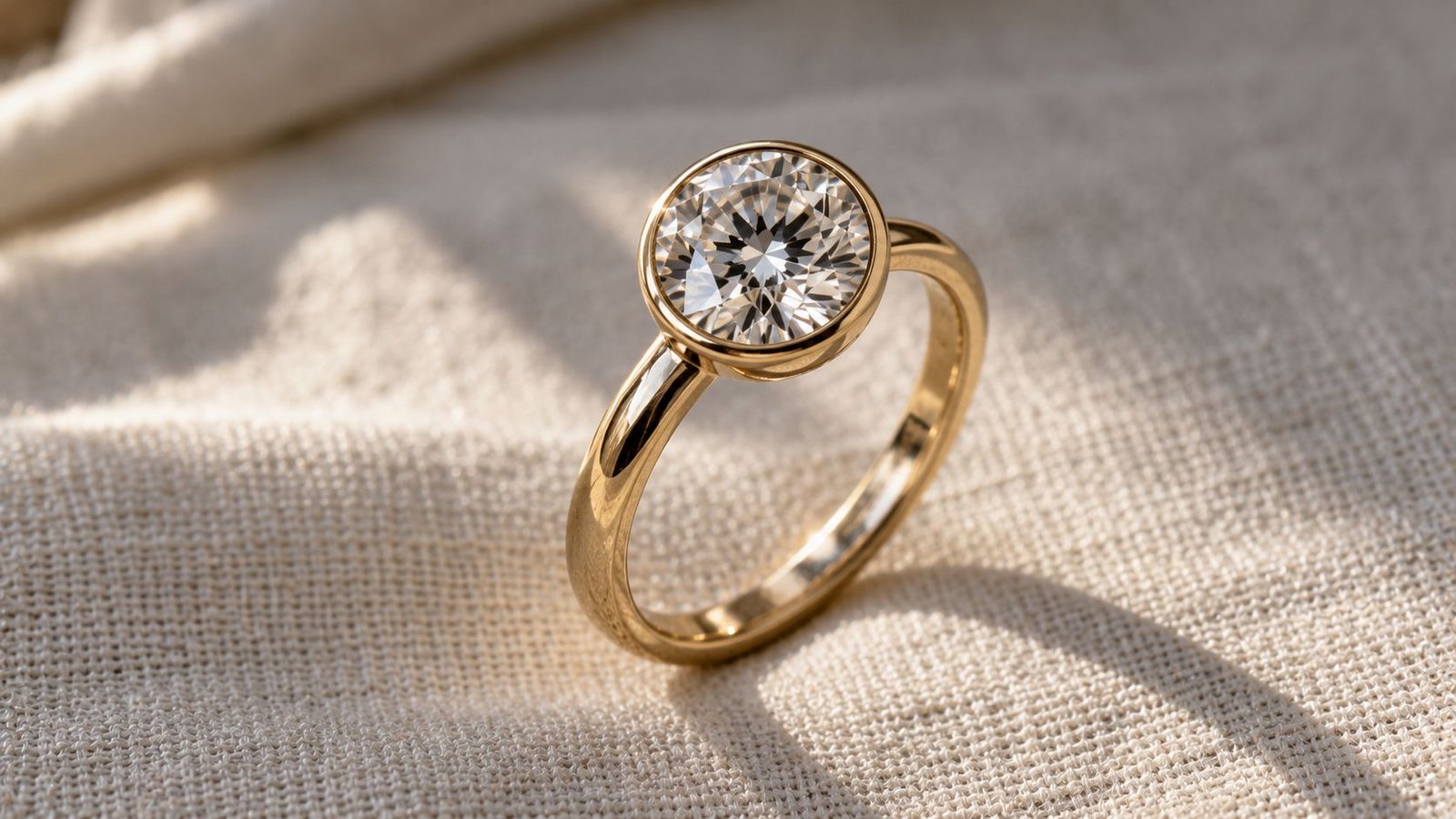 Bezel set lab grown diamond ring offering protection for everyday wear from miraartcollection.