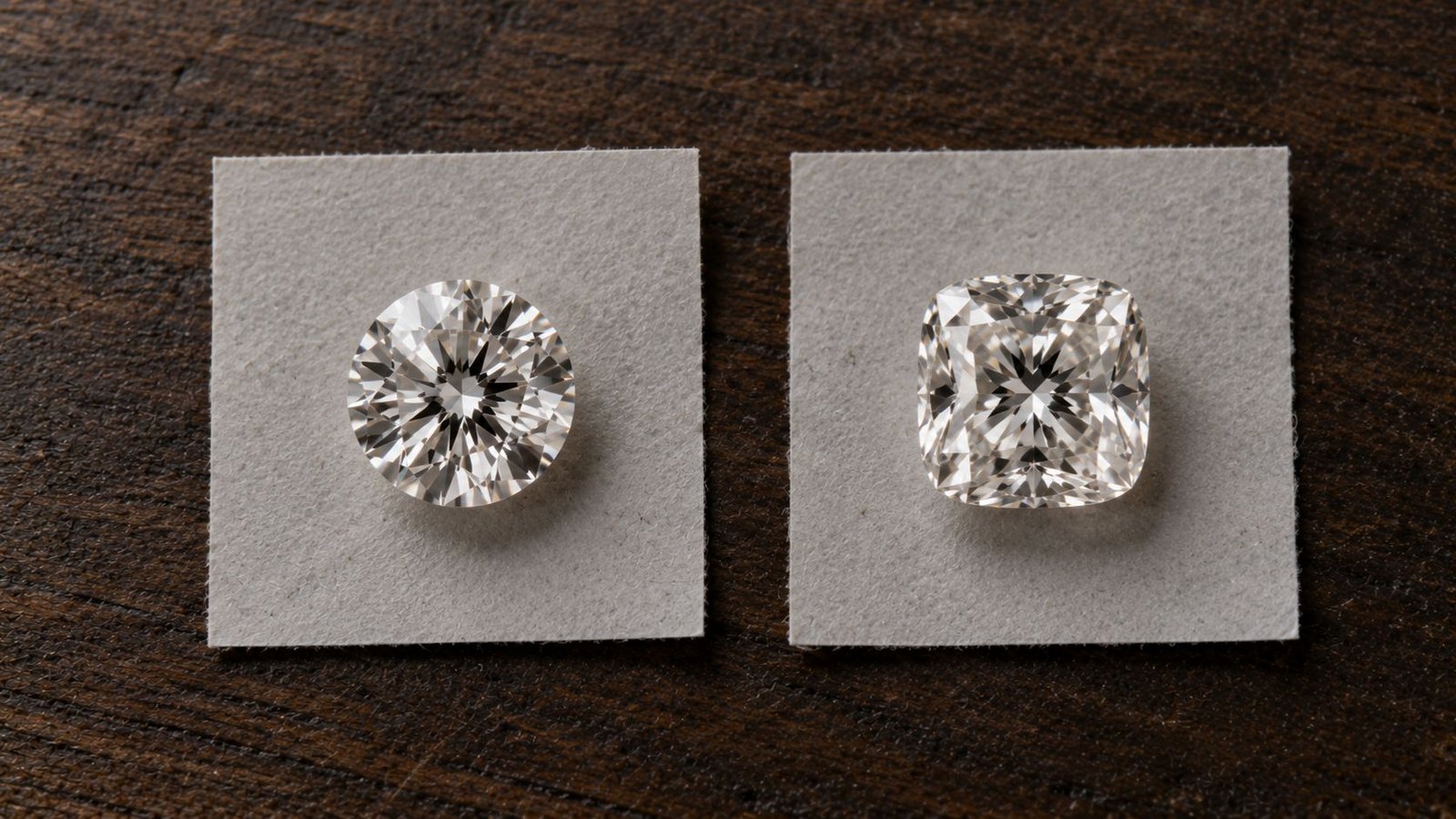 Two loose lab grown diamonds representing CVD and HPHT growth methods from miraartcollection.