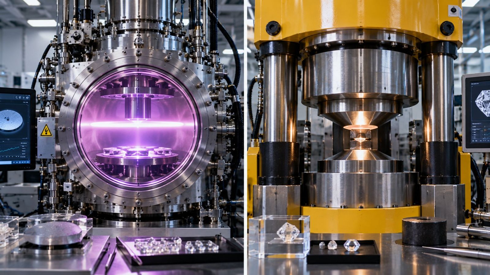 Comparing CVD and HPHT diamond growth methods