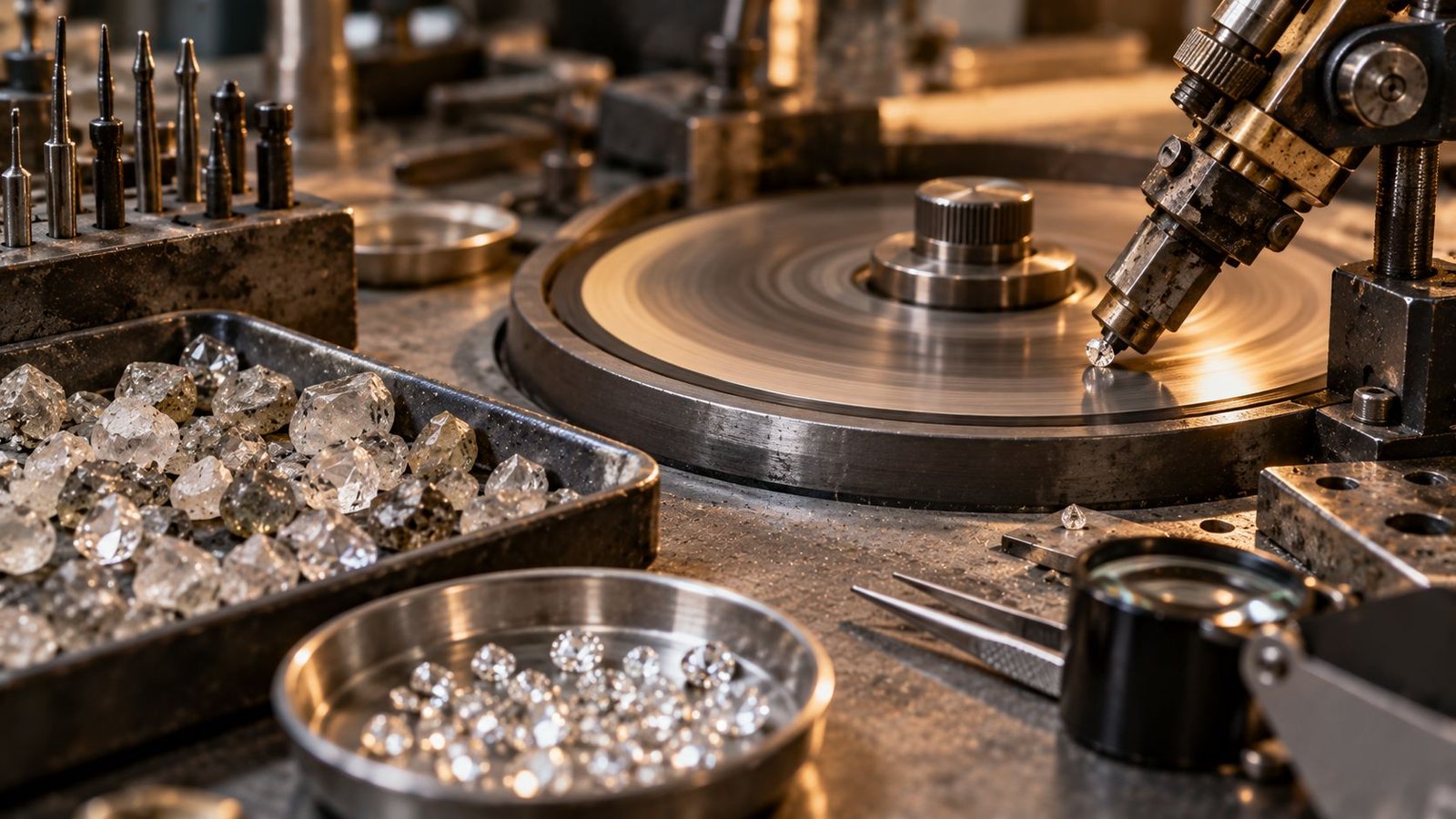 Diamond cutting and polishing workshop representing India's diamond processing industry