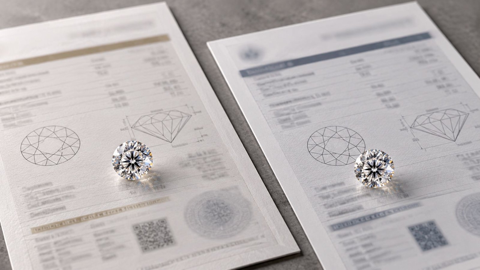 Two separate grading reports representing how diamond pairs are individually certified