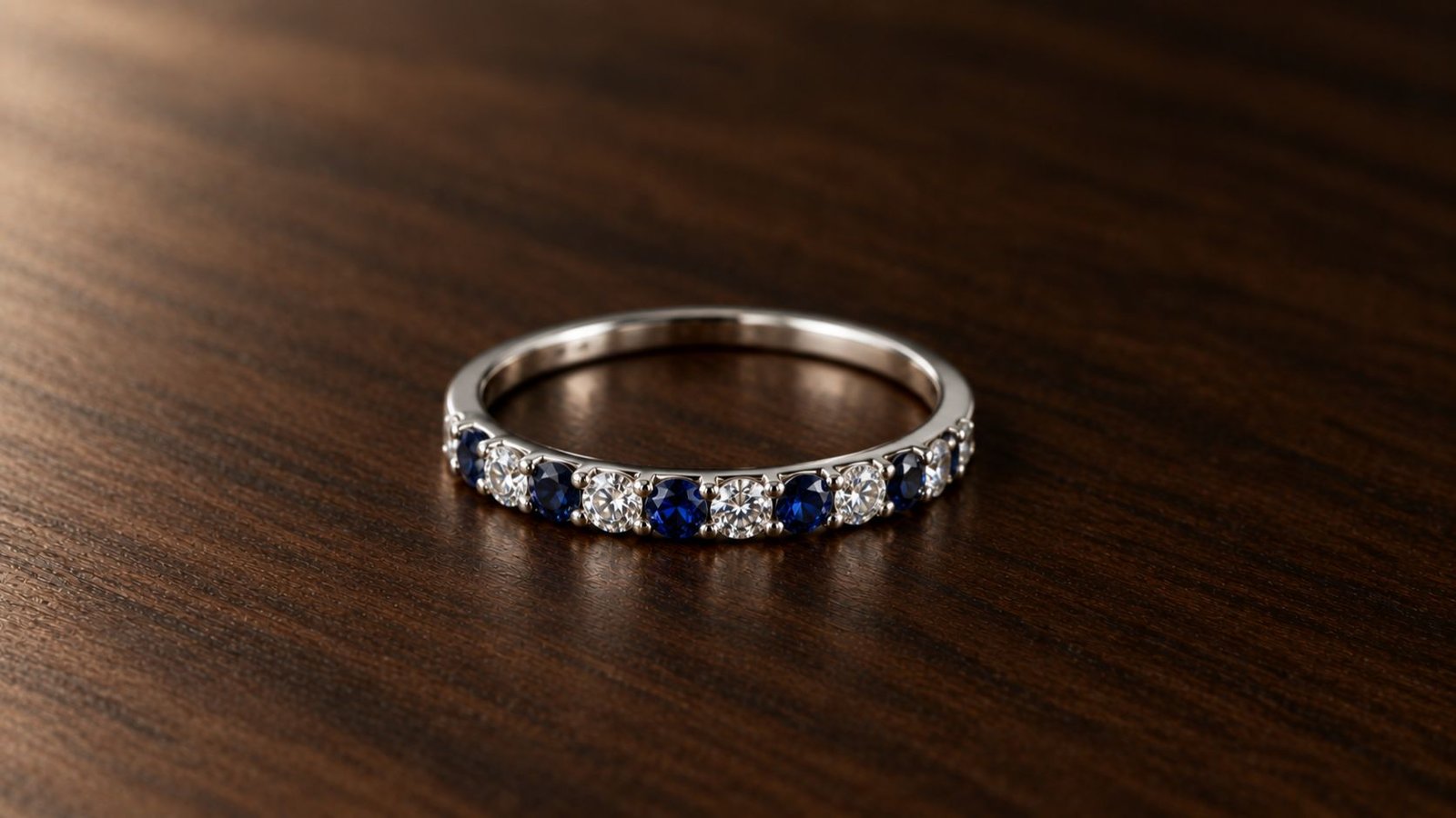 Eternity bands anniversary rings featuring sapphire and lab grown diamonds for a milestone anniversary