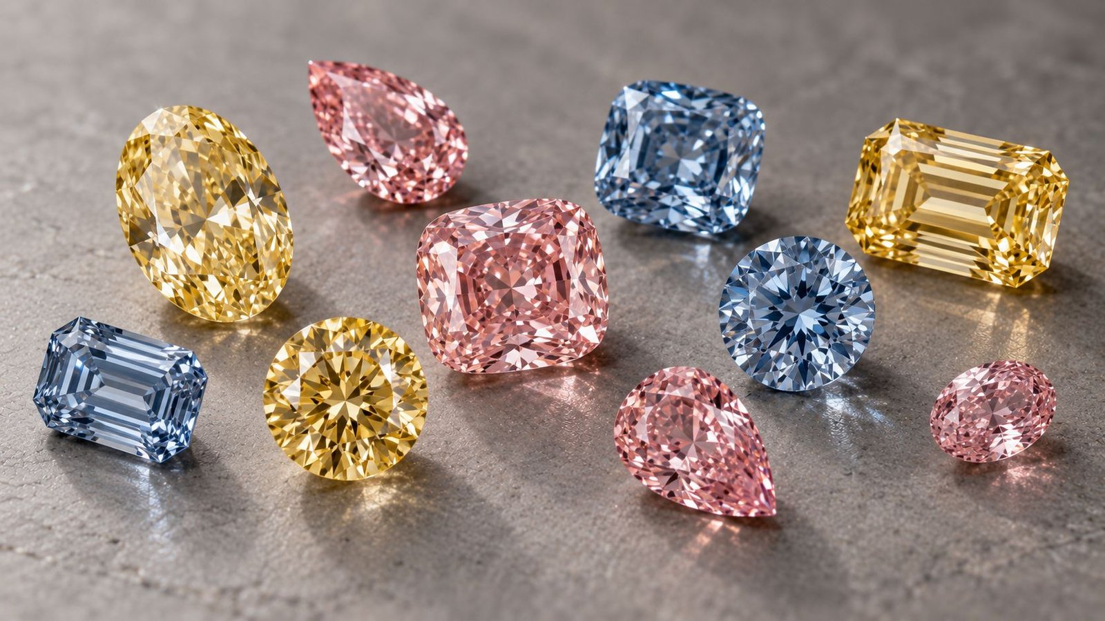 Fancy color lab-grown diamonds used to represent traditional birthstones
