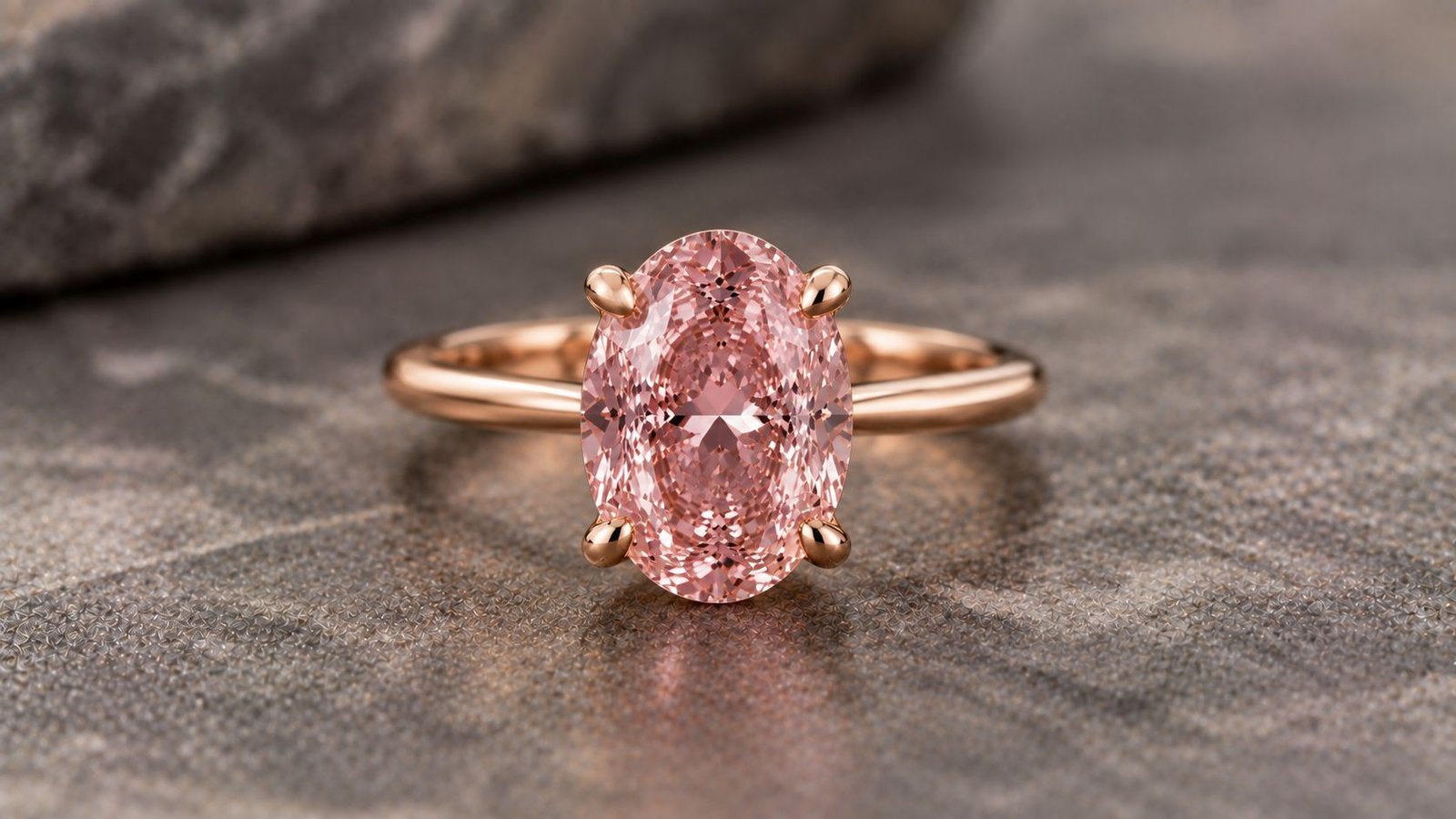 Fancy pink diamond ring in a rose gold setting for multi-color jewelry