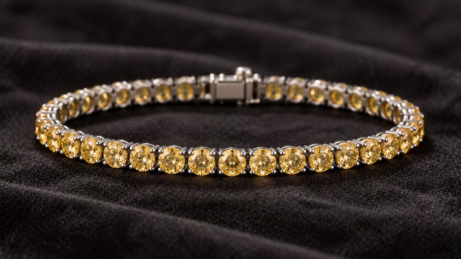 Tennis bracelet with fancy yellow diamonds, the format used for gradient color designs