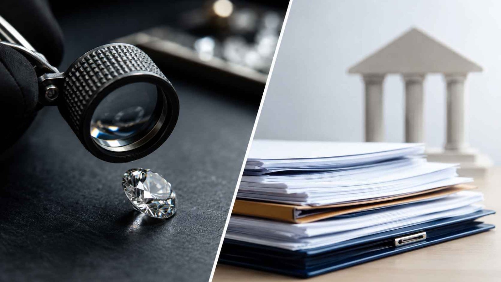 Illustration distinguishing diamond grading laboratories from trade advocacy councils
