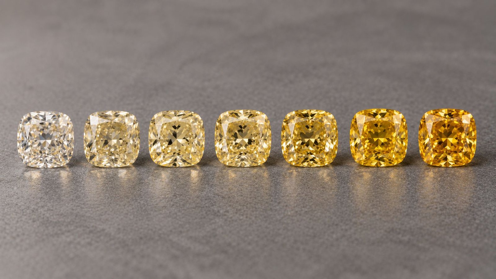 Diamonds arranged in a gradient illustrating hue, tone, and saturation