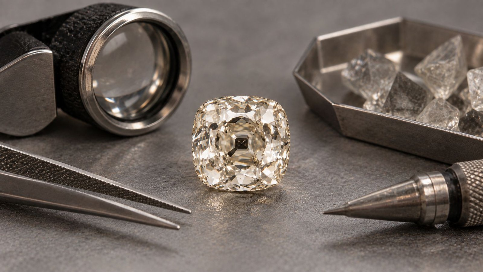Lab-grown diamond cut in a historic antique style