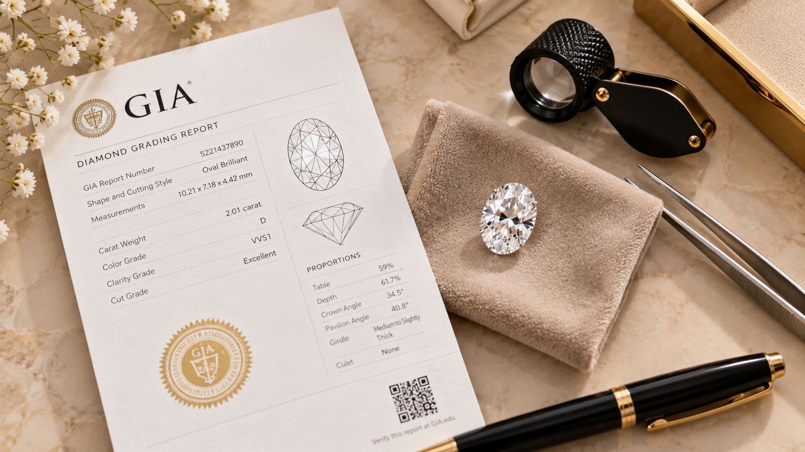 Jeweler appraising a diamond ring with a loupe for an independent valuation