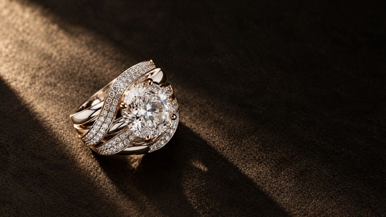 Lab grown diamond jewelry trends shown through a bold sculptural statement cocktail ring