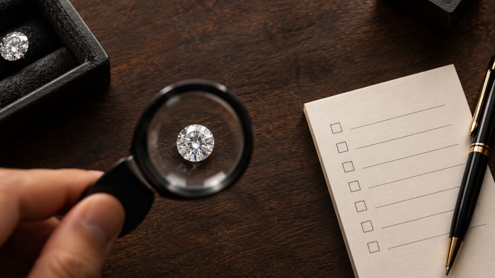 Lab grown diamond shapes for engagement rings examined closely before a final buying decision