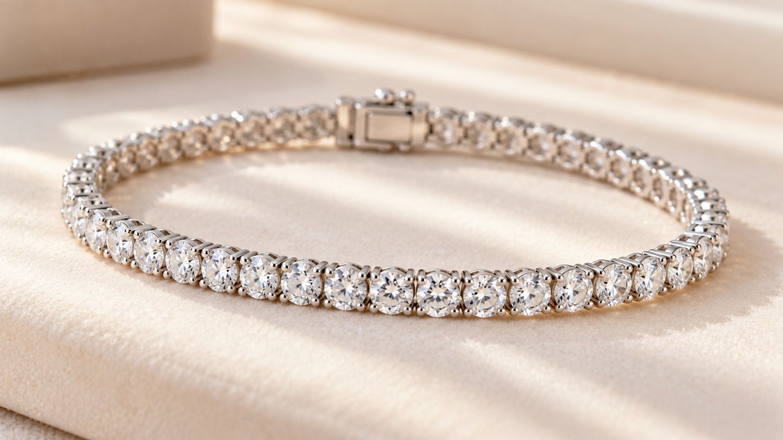 Tennis bracelet with an even row of matching lab grown melee diamonds