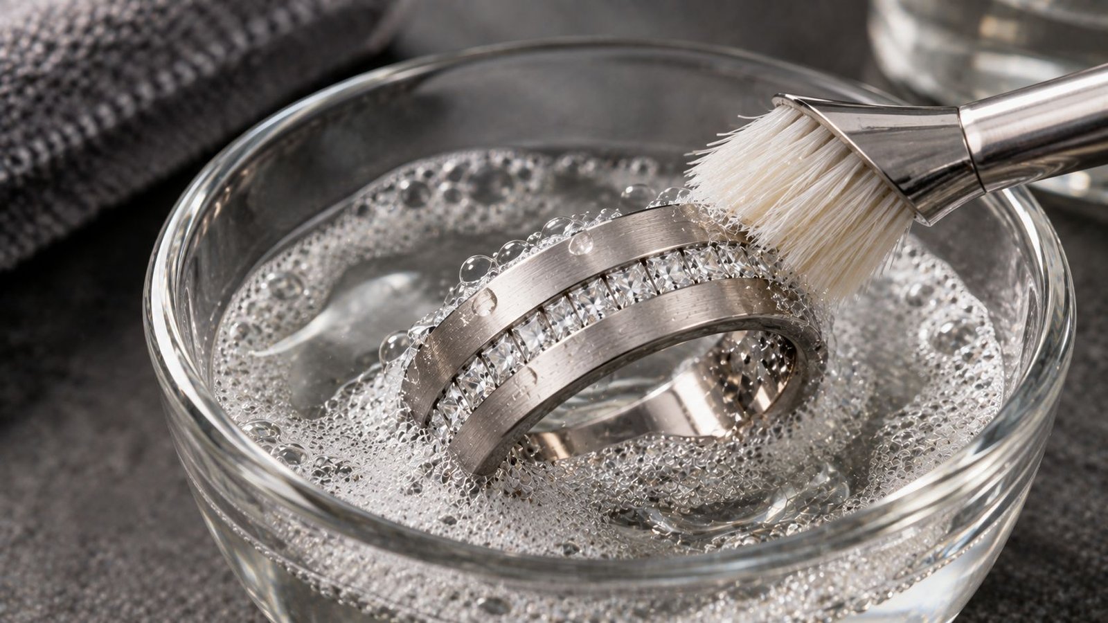 Cleaning and care routine for a men's diamond wedding band