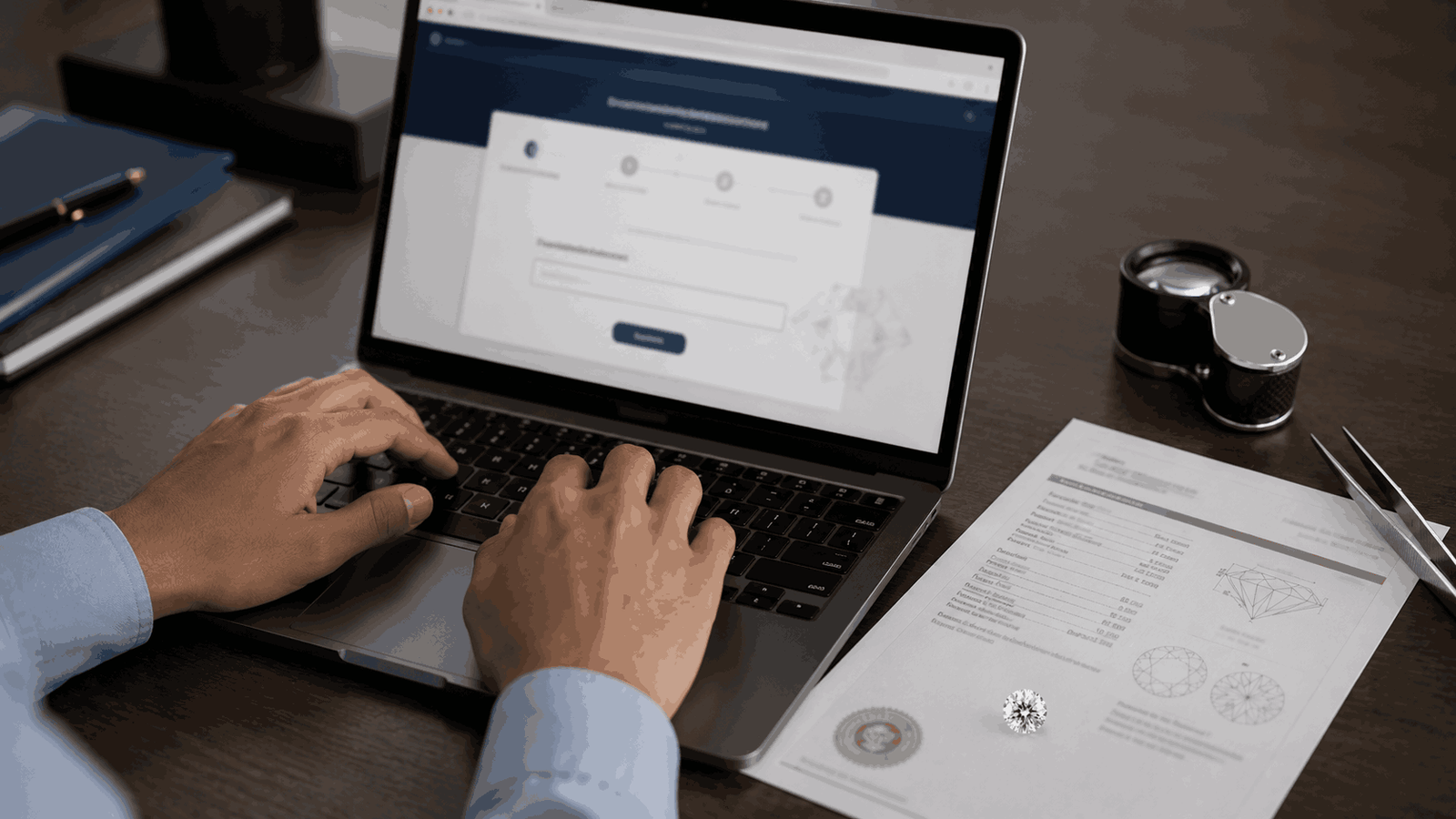 Verifying a diamond grading certificate through an online verification portal