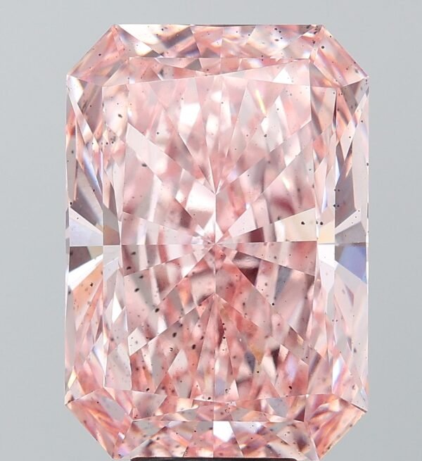 9.78 carat Radiant cut lab grown diamond, PINK color, SI2 clarity. IGI Certified