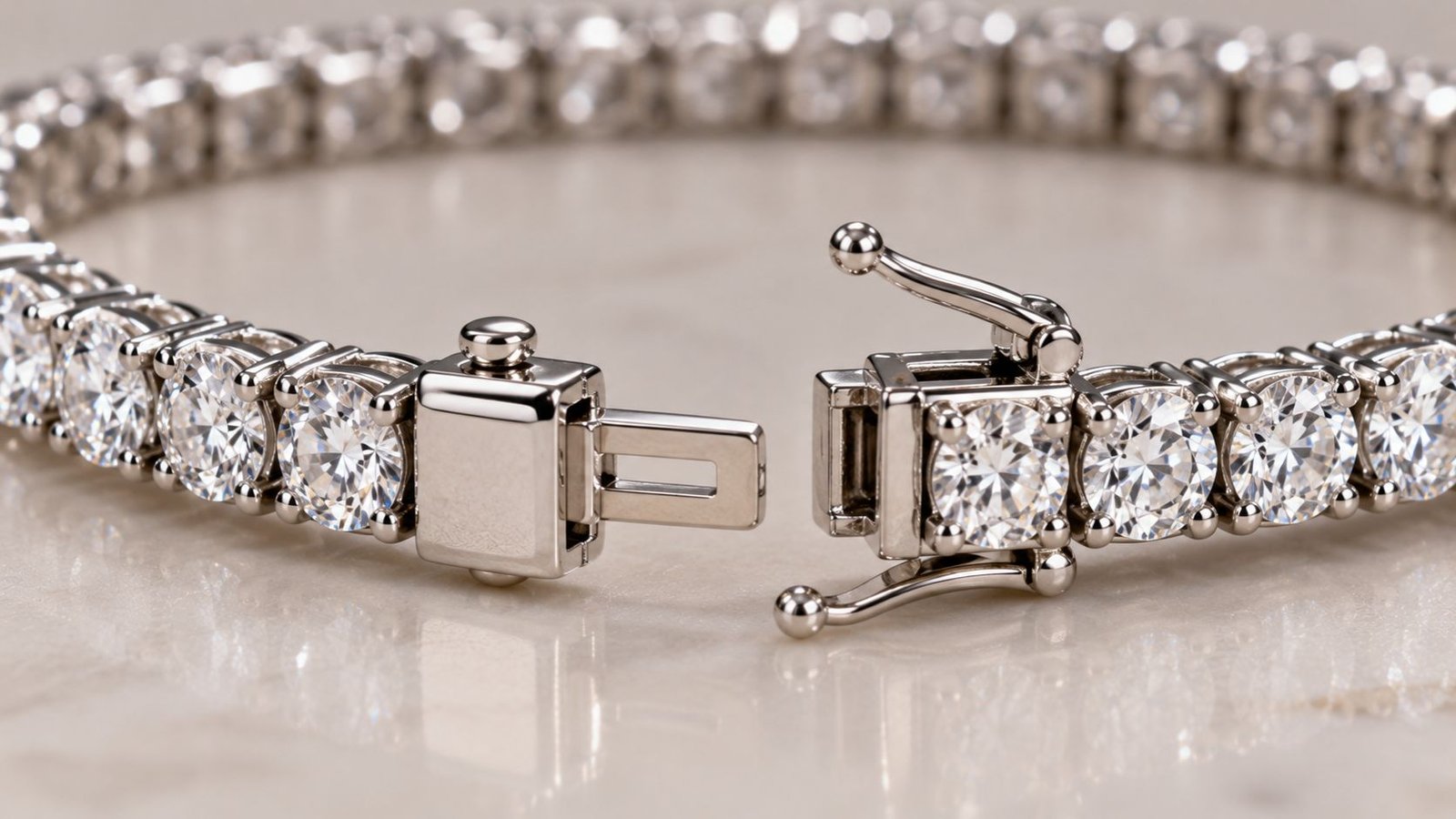 Secure safety clasp on a tennis bracelet designed for durability