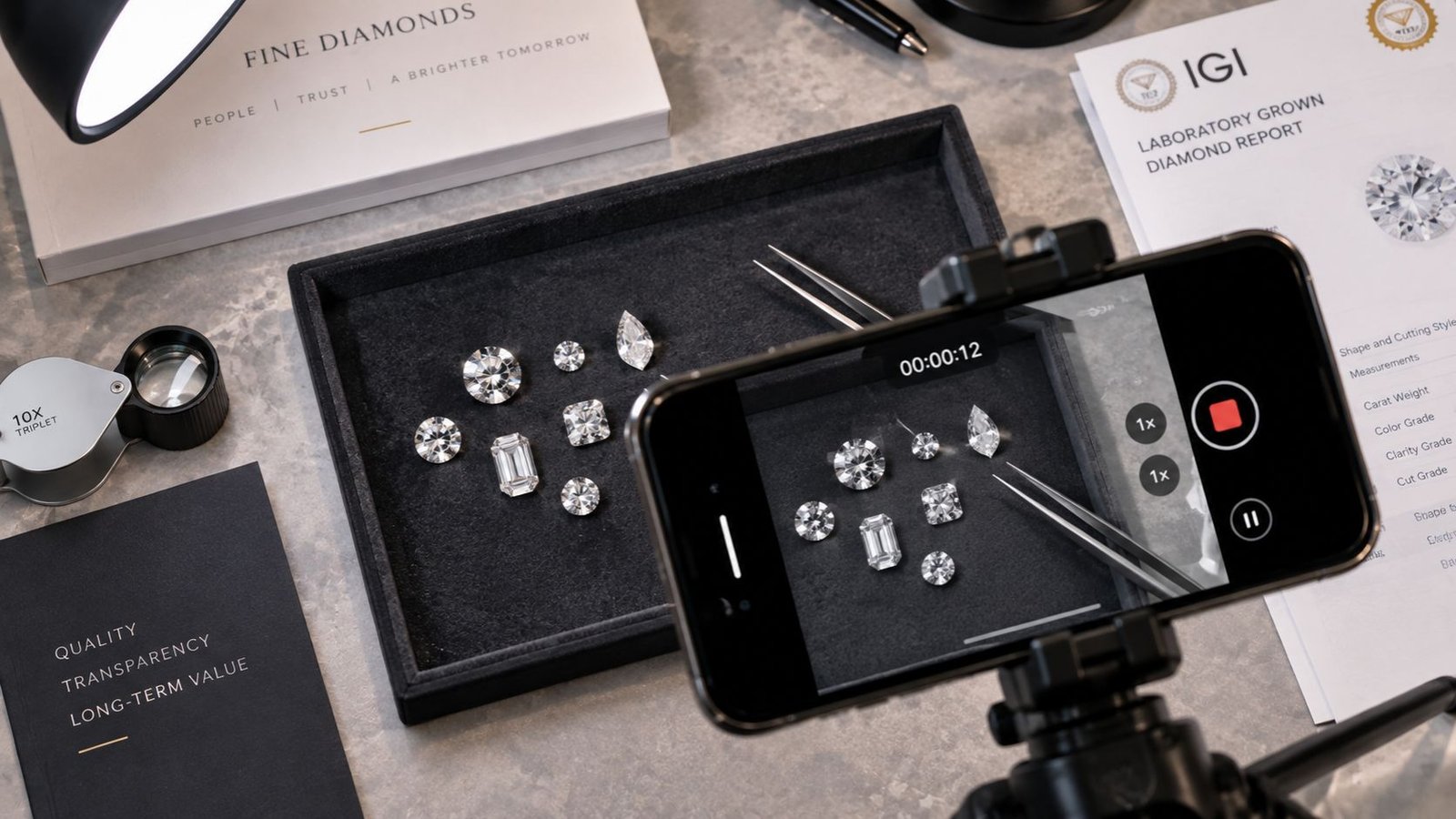 Video documentation of a diamond parcel used for remote verification