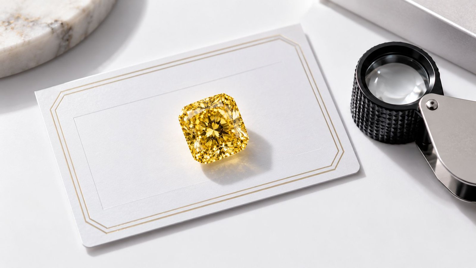 Yellow Lab Grown Diamonds certification and grading setup